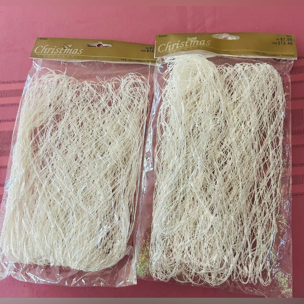Christmas Naturals Decorative white Netting 15 feet. 2 bags